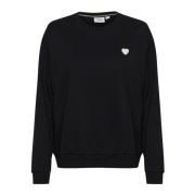 Saint Tropez Svart Sweatshirt med Broderat Hjärta Black, Dam