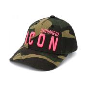 Dsquared2 Ikonisk Militär Grön Präglad Bomullskeps Green, Unisex