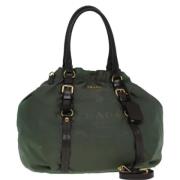 Prada Vintage Pre-owned Nylon handvskor Green, Dam