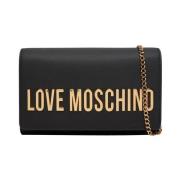 Love Moschino Svart Axelväska med Logokedja Black, Dam