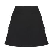 Courrèges Svart Ull Mini-Kjol Black, Dam