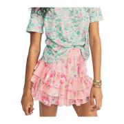 Loveshackfancy Rosa Blommig Minikjol Pink, Dam