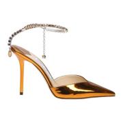 Jimmy Choo Koppar Metalliskt Läder Spetsig Pump Brown, Dam