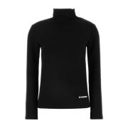 Jil Sander Svart polyesterblandningströja Black, Dam