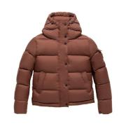 RefrigiWear Kort Nylon Pufferjacka med huva Brown, Dam