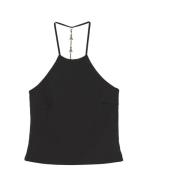 Patrizia Pepe T-shirt tröja ärmlös topp Black, Dam