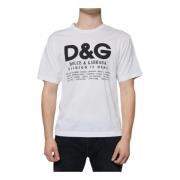 Dolce & Gabbana Vit Bomull Logo Print T-shirt White, Herr