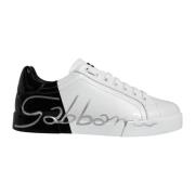 Dolce & Gabbana Portofino Läder Sneakers med Gummisula White, Herr