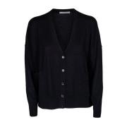 Kangra Merinoull Kort Cardigan med Fickor Black, Dam