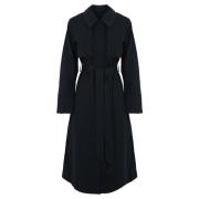 K-Way Ull Trenchcoat med vindtät teknik Black, Dam