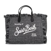 MC2 Saint Barth Tweed Shopper Väska med Fransar Gray, Dam