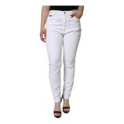 Dolce & Gabbana Vit Skinny Jeans Mid Waist Stretch White, Dam