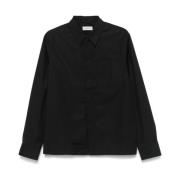 Dries Van Noten Svart Bomull Poplin Skjorta Black, Herr