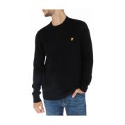 Lyle & Scott Svart Stickad Rund Hals Tröja Black, Herr