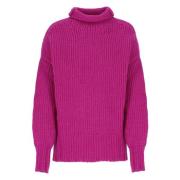 Lanvin Fuchsia Ull Jumper Hög Hals Tröja Pink, Dam