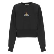 Vivienne Westwood Svart Cropped Sweatshirt med Orb Broderi Black, Dam