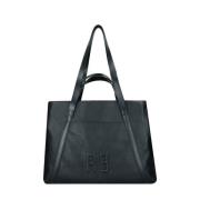 Rebelle Svart Läder Shopper Väska Galaxy Kollektion Black, Dam