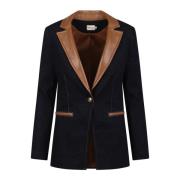 Alice + Olivia Veganläder lång blazer Black, Dam