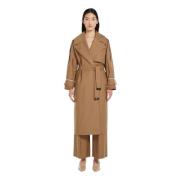 Max Mara Karamell Bomull Vattentät Trenchcoat Beige, Dam