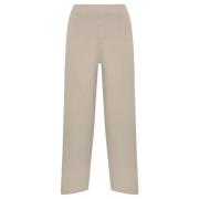 Max Mara Studio Beige Viskos Crop Byxor Beige, Dam