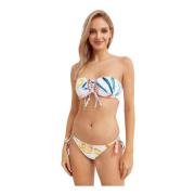 Charo Ruiz Ibiza Abstrakt Bandeau Bikini Topp med Front Tie Multicolor...