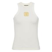 Balmain Retro Stretch Tank Top i Vit White, Dam