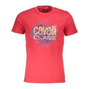 Cavalli Class Röd Herr T-shirt Kortärmad Tryck Logo Red, Herr