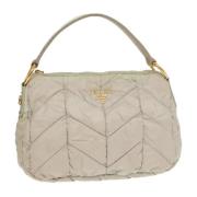 Prada Vintage Pre-owned Nylon handvskor Beige, Dam