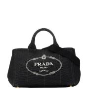 Prada Vintage Pre-owned Canvas handvskor Black, Dam