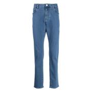 Giorgio Armani Elegant Blå Straight Jeans med 5 Fickor Blue, Herr