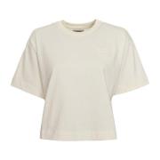 Autry Ribbad hals T-shirt med logotypapplikation Beige, Dam