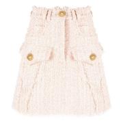 Balmain Beige Tweed Miniskirt Casual Style Beige, Dam