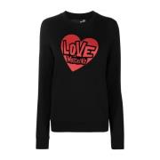 Love Moschino Casual Svart Sweatshirt Modal Bomull Elastan Black, Dam