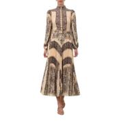 Zimmermann Paisley Veckad Midi Kjol Beige, Dam