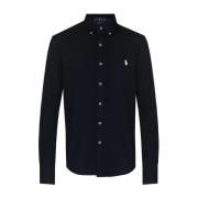 Ralph Lauren Broderad Bomullsmesh Skjorta Blue, Herr