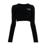 Gcds Svart Långärmad Crop Top Black, Dam