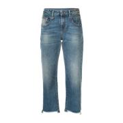 R13 Blå Straight Jeans med Rips Blue, Dam