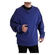 Dolce & Gabbana Royal Blue Crewneck Sweater Blue, Herr