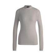 Hugo Boss Texturerad Turtleneck Tröja - Grå Gray, Dam