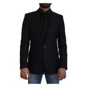 Dolce & Gabbana Svart Ull Enradig Blazer Black, Herr