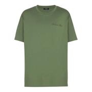 Balmain Lös T-shirt med Balain Signature brodyr Green, Herr