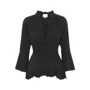 American Dreams Svart Solid Sally Top Viskos Black, Dam