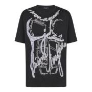 Balmain T-shirt med torso och 'Love Letter' brodyr Black, Herr