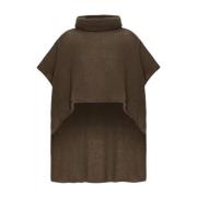 American Dreams Mörkbrun Ärmlös Rullkrage Poncho Brown, Dam