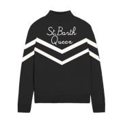 MC2 Saint Barth Bokstav Halv Turtleneck Sweater Vintermode Black, Dam