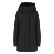 Woolrich Svart Parkas med Avtagbar Huva Black, Dam