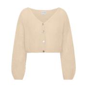 American Dreams Mohair Cropped Cardigan Beige, Dam