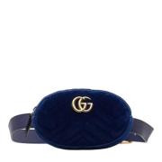 Gucci Vintage Pre-owned Sammet crossbodyvskor Blue, Dam