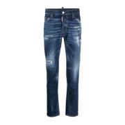 Dsquared2 Slim Fit Jeans med Logo Patch Blue, Herr