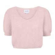 American Dreams Ljusrosa Pullover Korta ärmar Elastiskt Band Pink, Dam